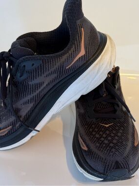 Hoka Women’s Clifton Running Shoes - Black with Copper Accents
